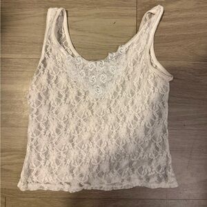 Lace Floral-Trim White Camisole